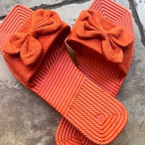 Faux Suede Bow Rubber Rope Sandals